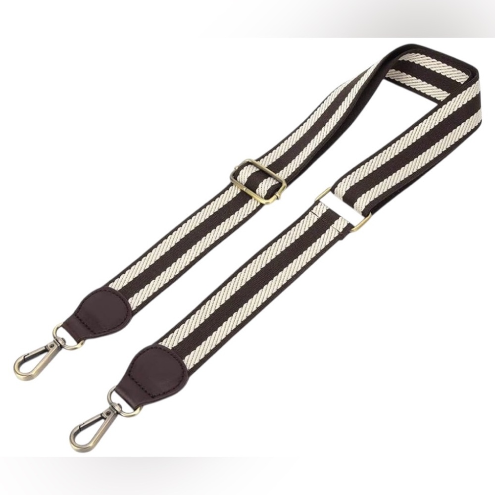Heepdd | Woven Ribbon with Leather Ends Adjustable Brown Crossbody Strap NEW - Picture 2 of 8